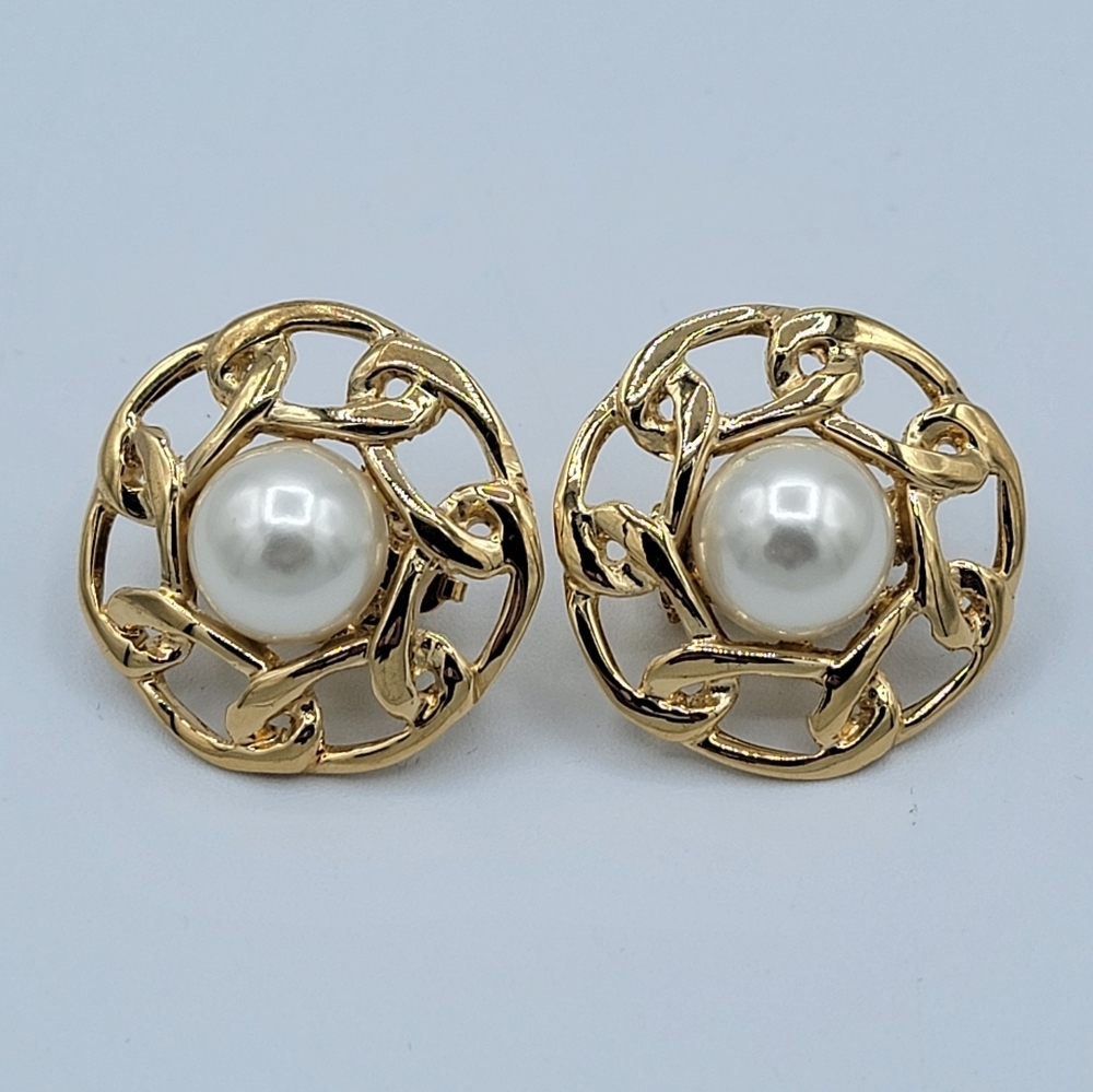 Butler Elegant Gold-tone and Pearl Earrings #2709